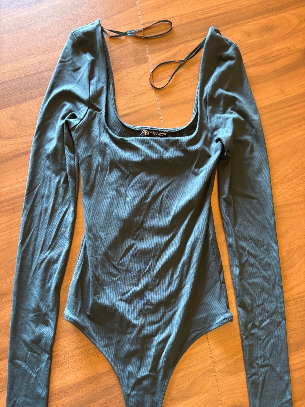 ZARA Dark Teal Long Sleeve Bodysuit Size S